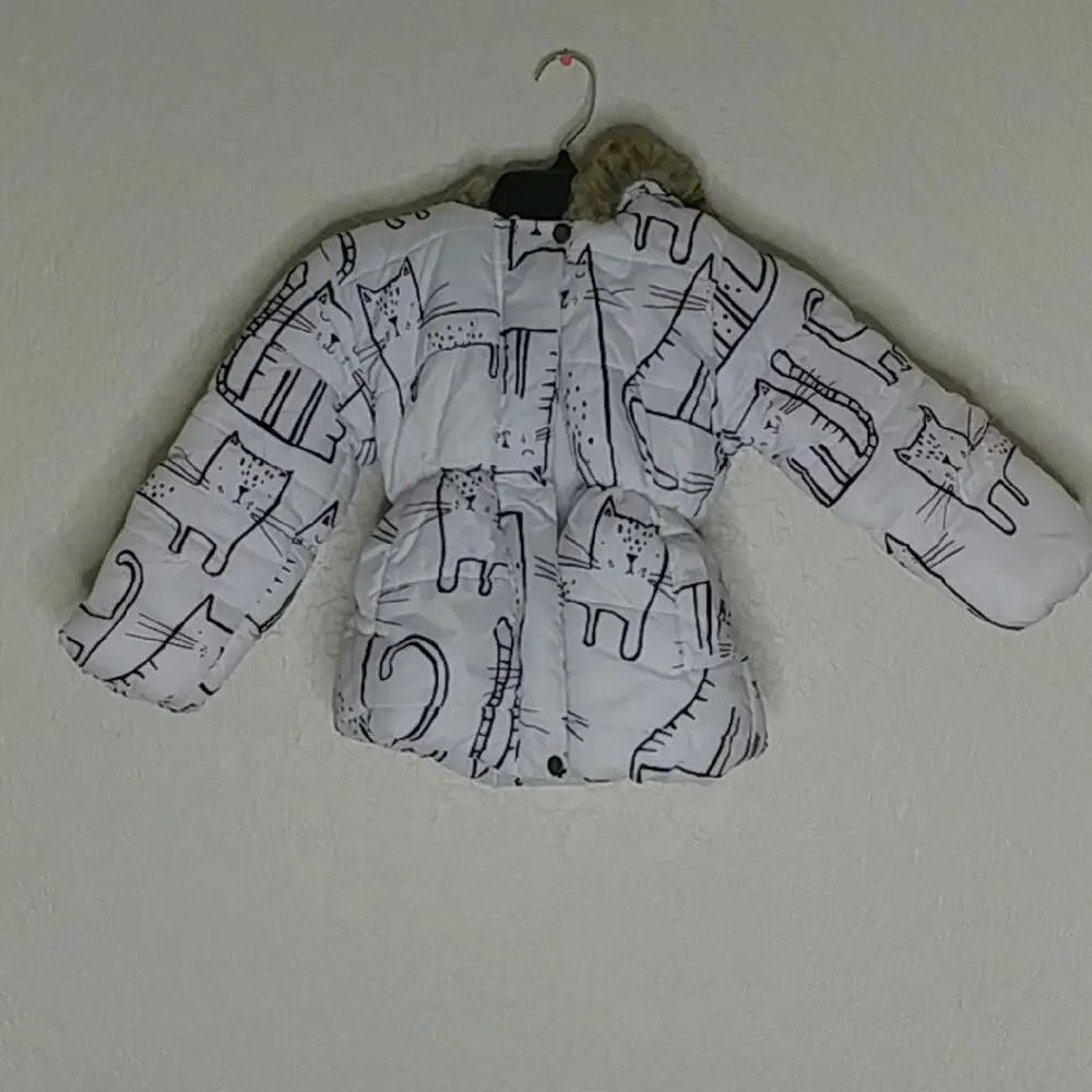 Miss Bei Cat Print Hooded Coat‎ (No Zipper)